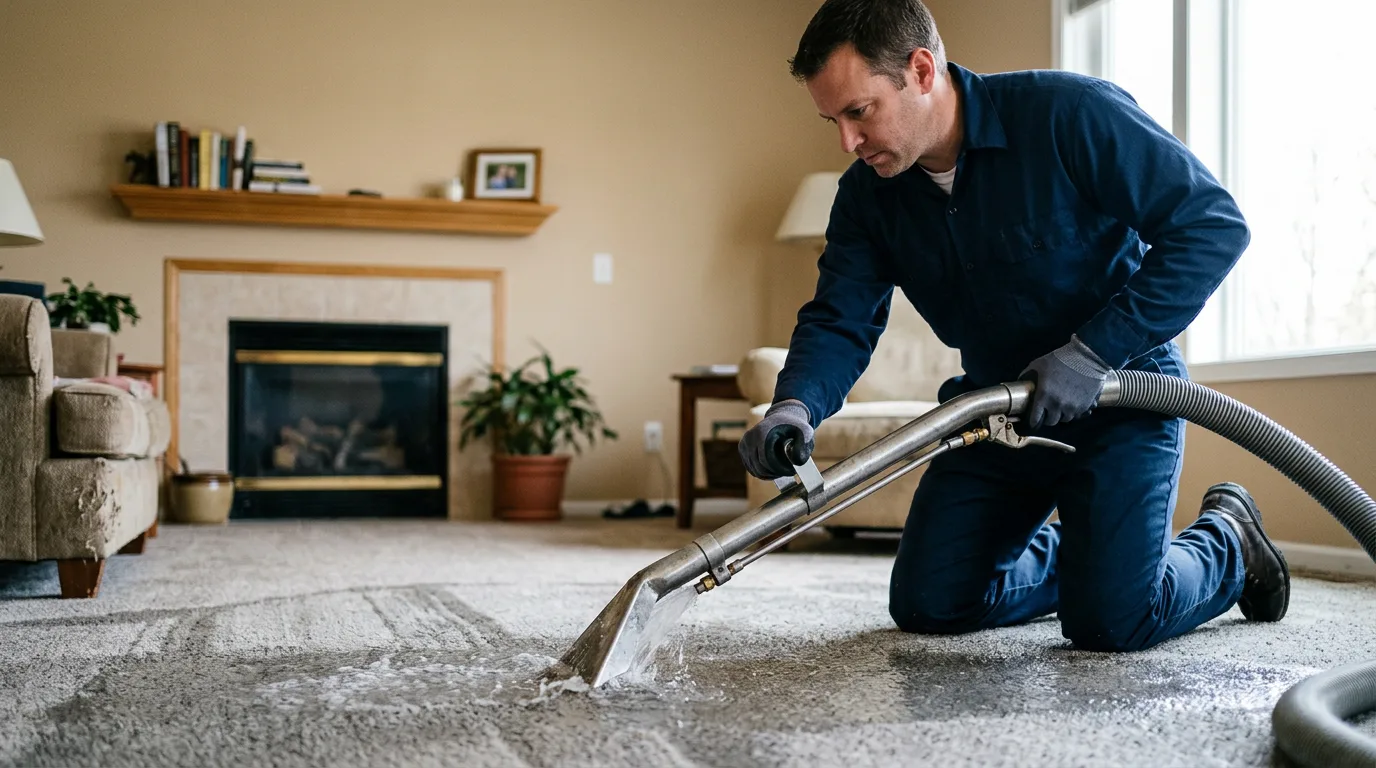 Water damage restoration technician working near Nineveh, IN